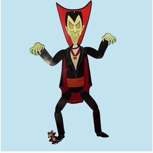 Vintage 42" Dracula Halloween Jointed Cutout Decoration Vampire Diecut